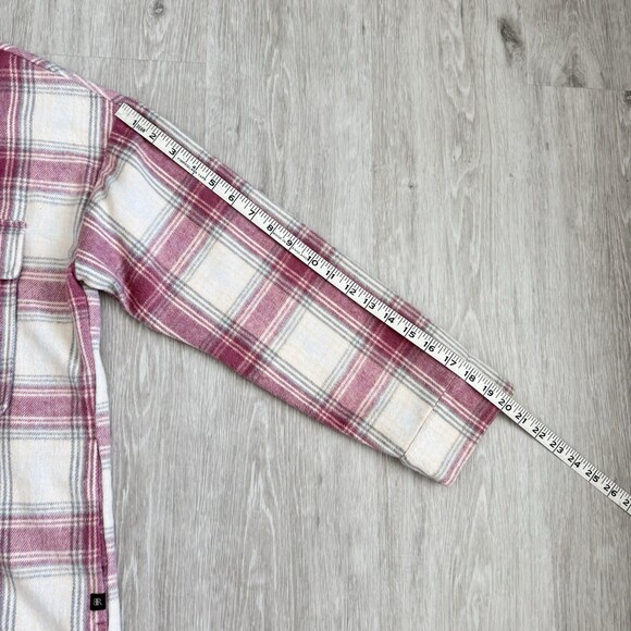 Banana Republic Oversized Shacket Pink Plaid Wool Blend Shirt Jacket Women's M - Picture 11 of 11